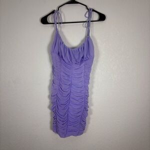 Princess Polly Bright Purple Ruched Mini Dress Tie Strap Size US 12
